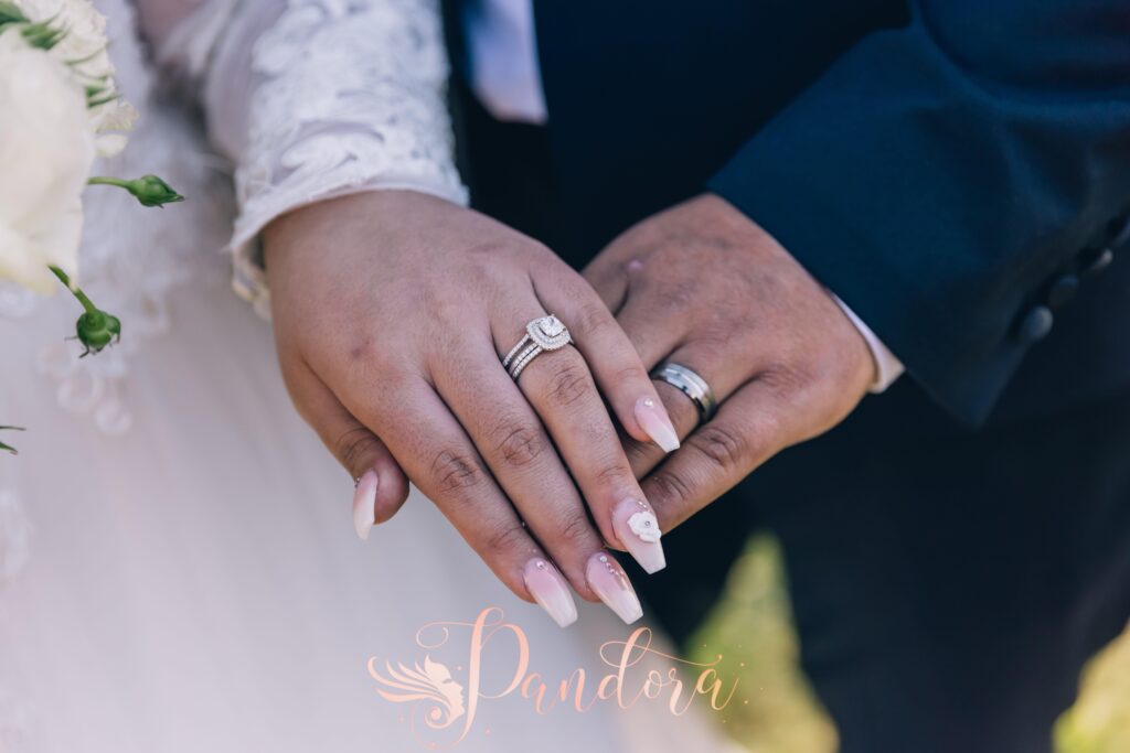Gel bridal nail design at Pandora Nail Spa in Lafayette, CA
