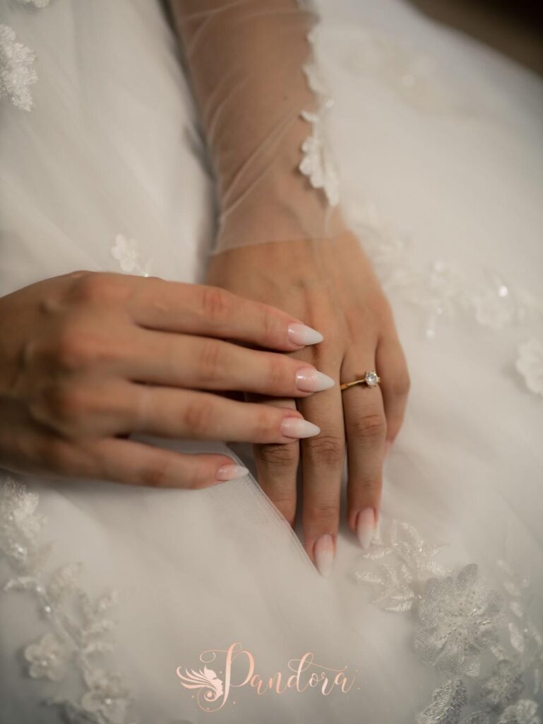 Bridal nail timeline manicure at Pandora Nail Spa in Lafayette