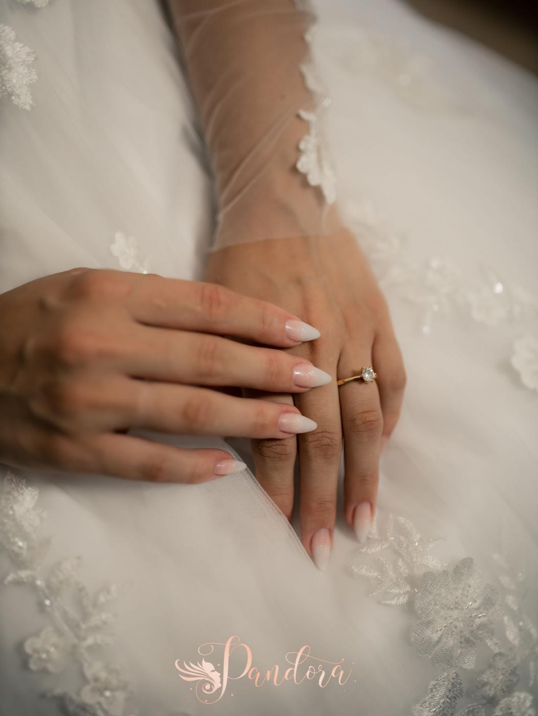 Bridal nail timeline manicure at Pandora Nail Spa in Lafayette